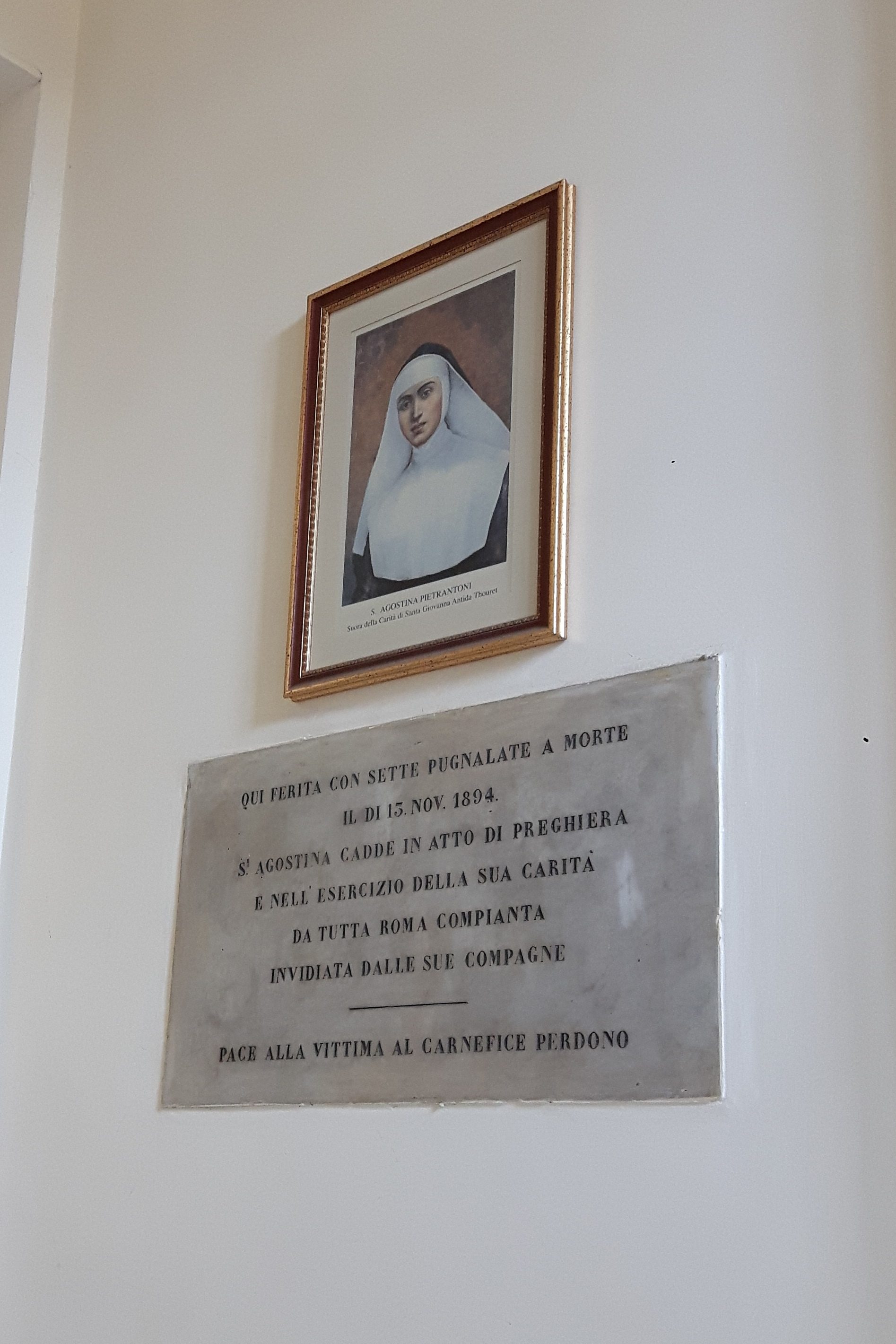 Agostina Pietrantoni's murder memorial tablet, Santo Spirito in Saxia, Rome - 02.jpg